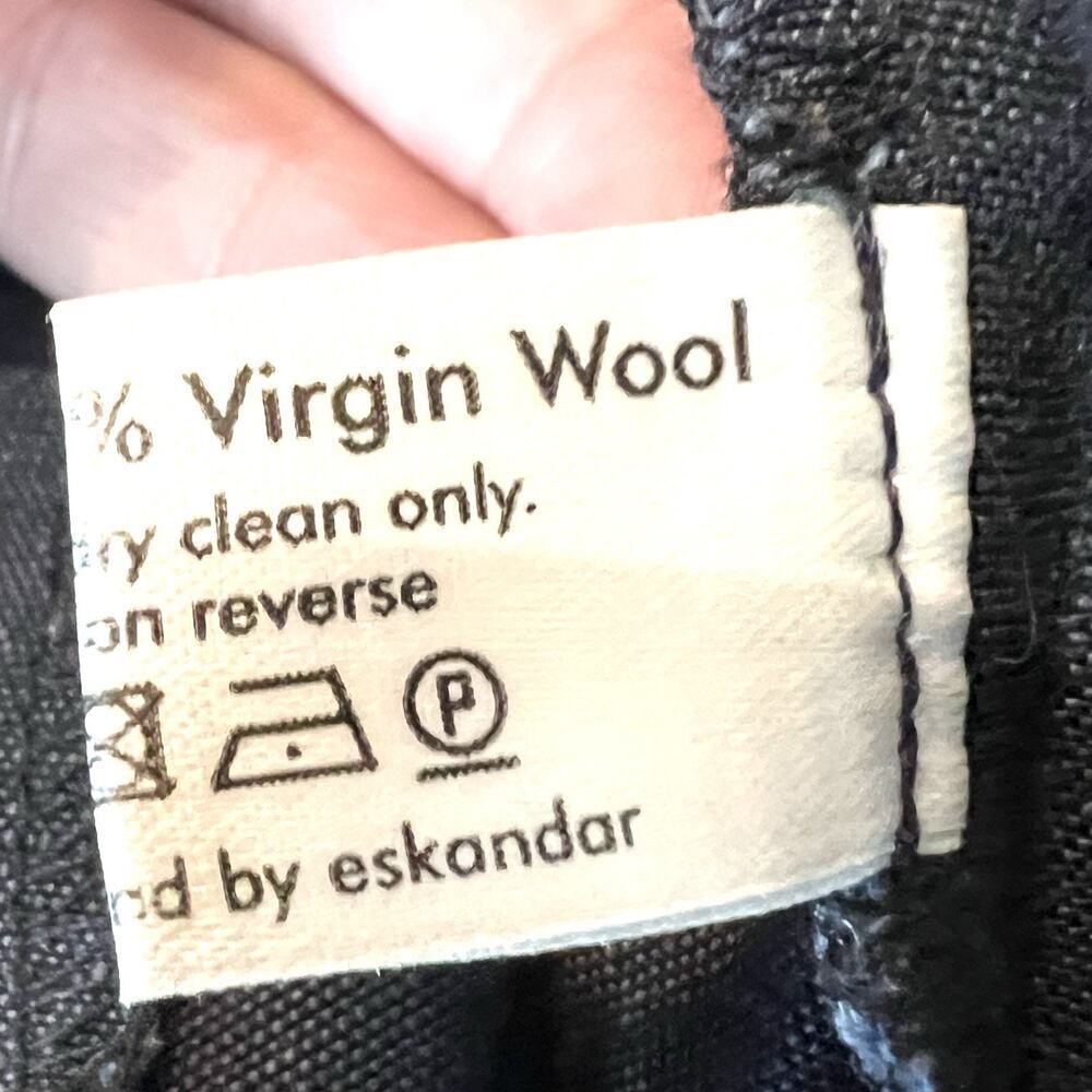 Eskandar Navy Blue 100% Linen Wool Blend Pull On Wide Leg Trouser Pants Size 2 - Picture 8 of 8
